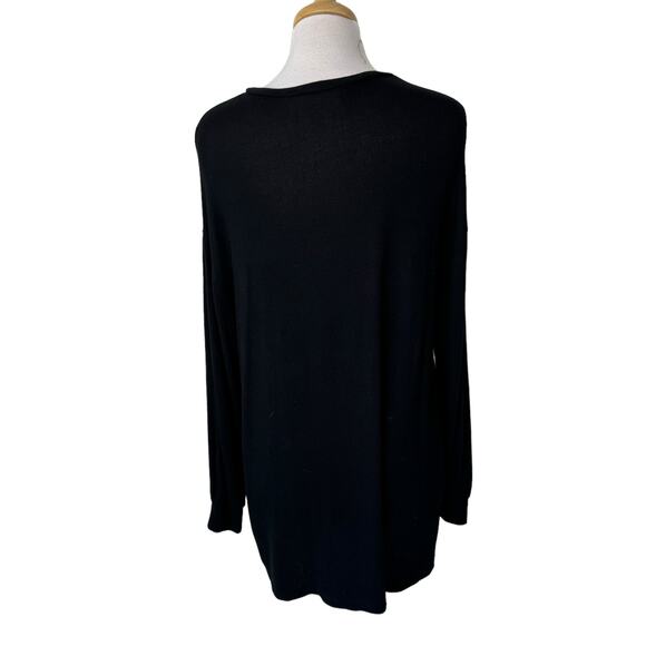 REFORMATION Dropped Shoulder Crewneck Long Sleeve Sweater Dress Medium Black - Picture 4 of 10